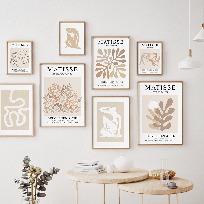 Retro Gaming Pictures - Beige Neutral Abstract Matisse Coral Flowers