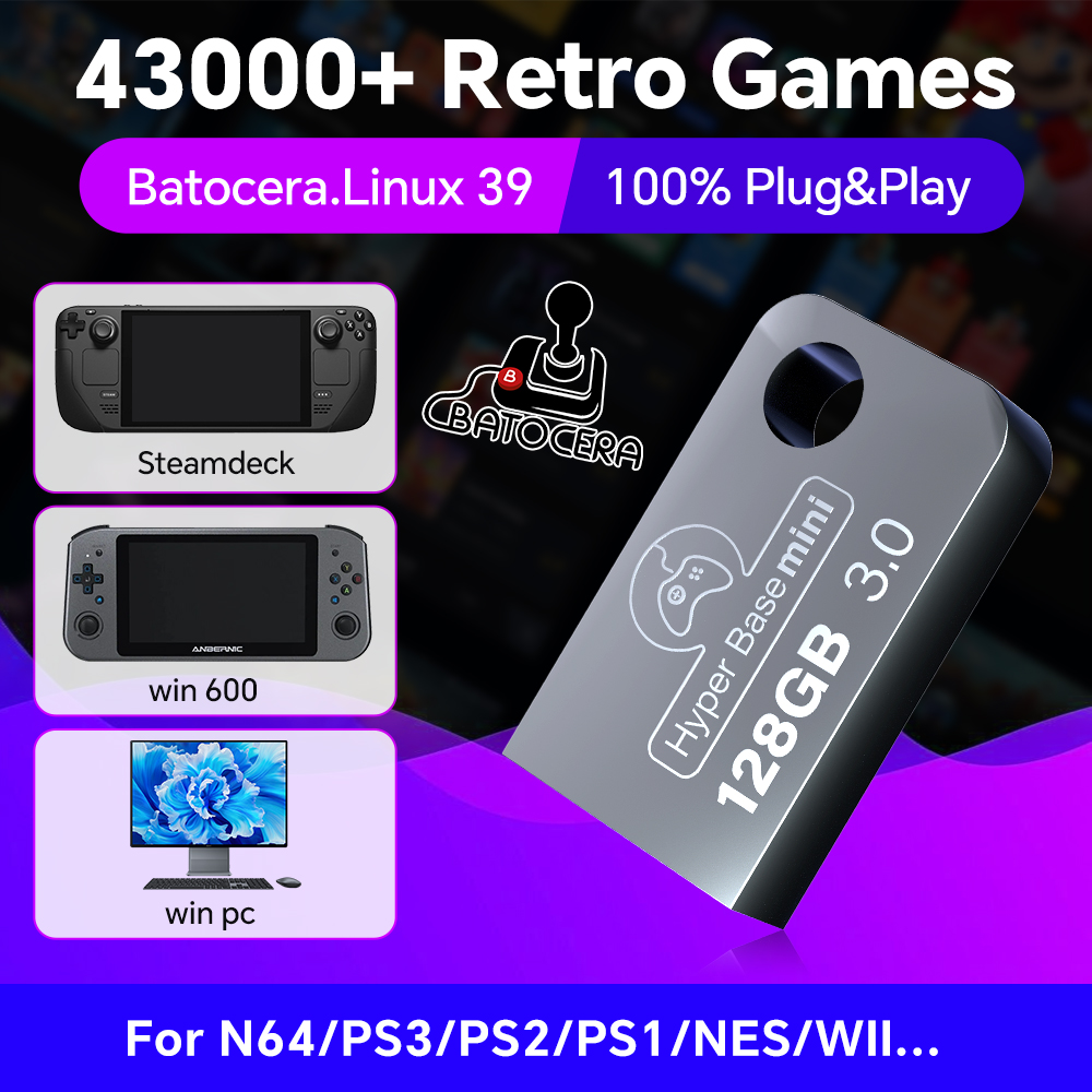 Console Retro Gaming Portable - Batocera 128G USB Flash Drive For