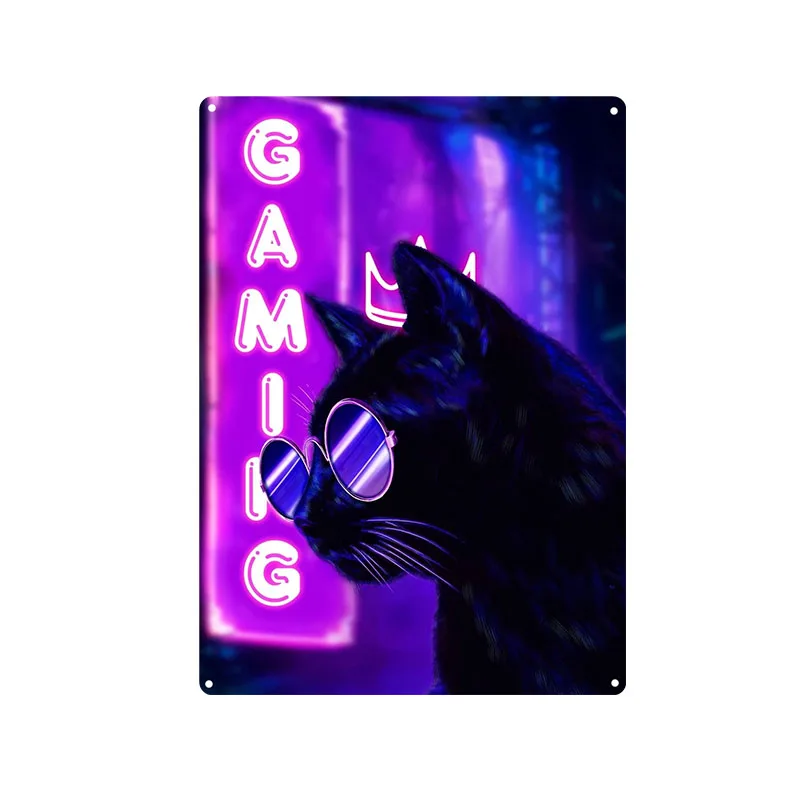 Gaming Cat Metal Sign Savage G - Retro Gaming Cafe review and price