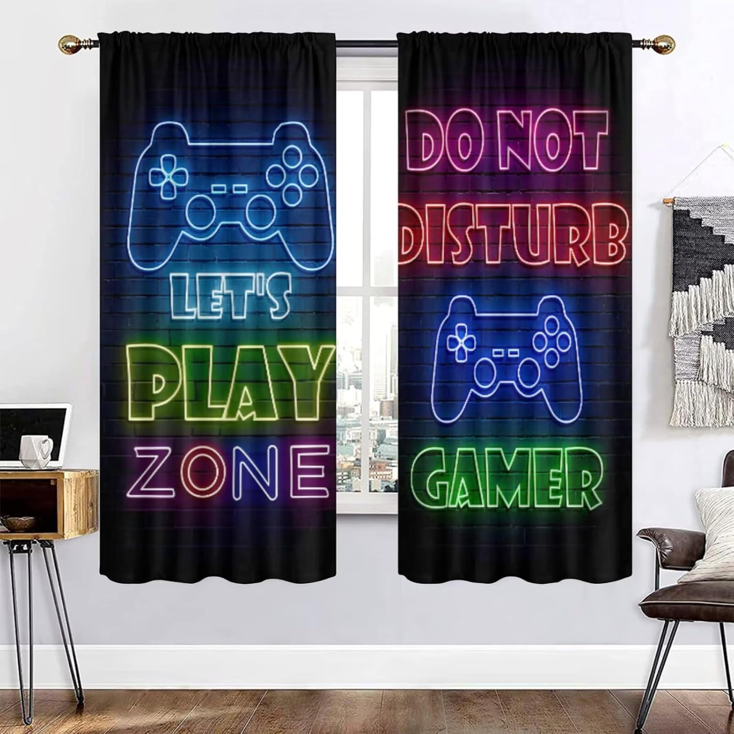 Gaming Gamer Curtain Curtains  - Retro Gaming Cafe review and price