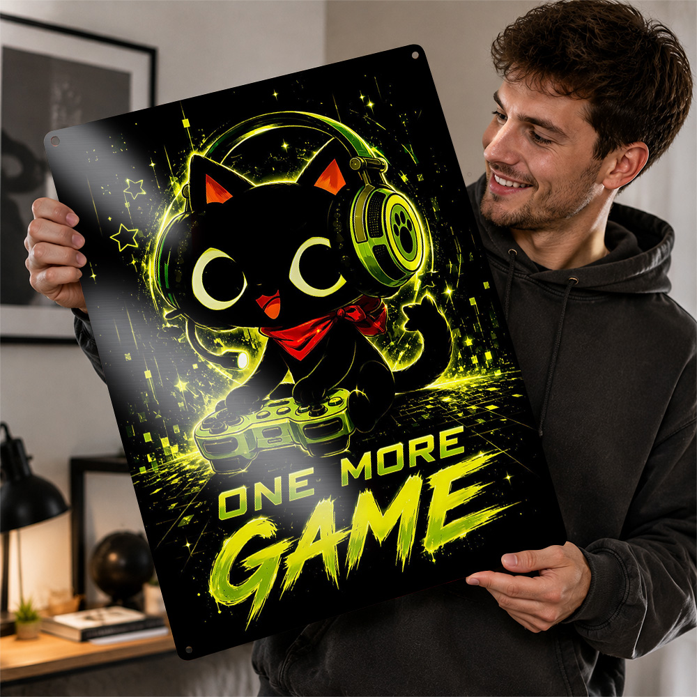 Cute Gaming Cat One More Game  - Retro Gaming Cafe review and price