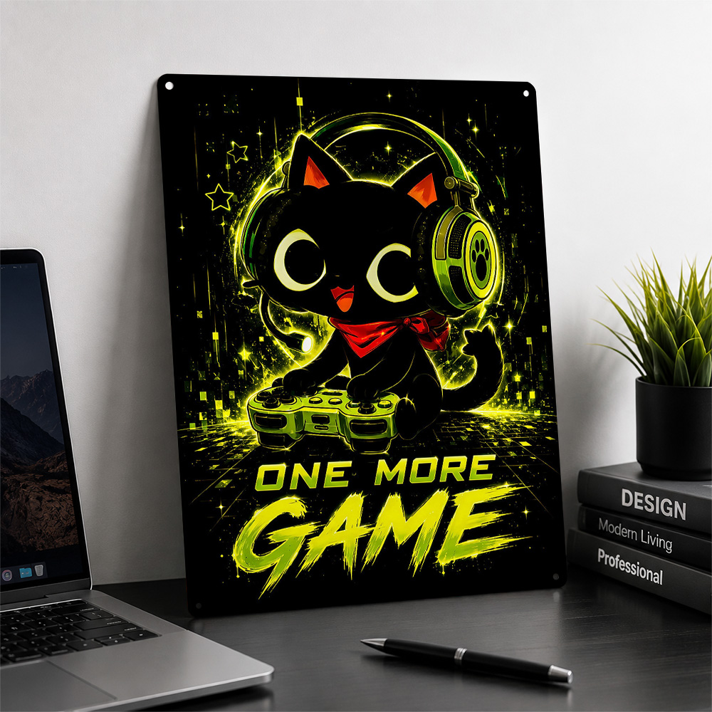 Cute Gaming Cat One More Game  - Retro Gaming Cafe review and price