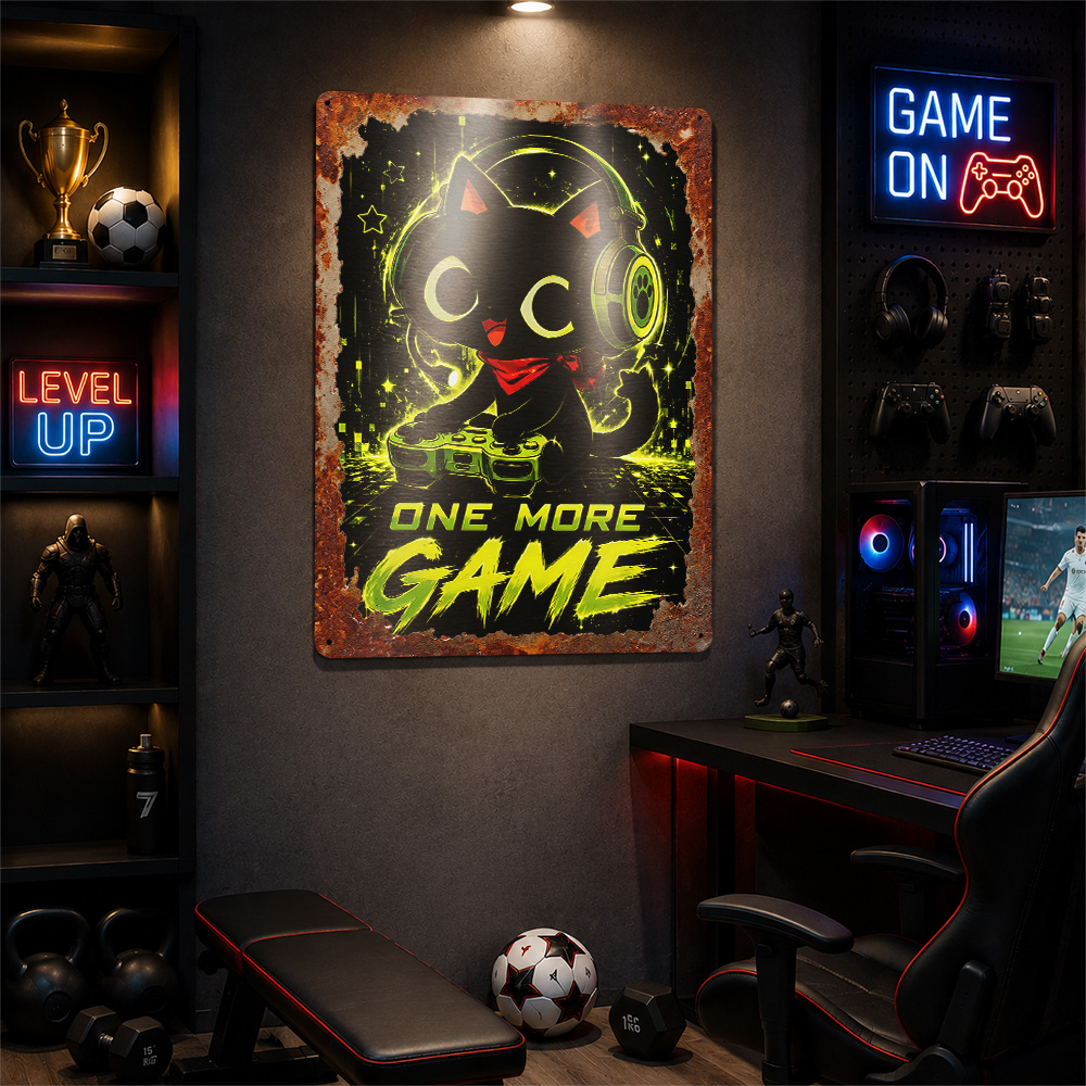 Cute Gaming Cat One More Game  - Retro Gaming Cafe review and price