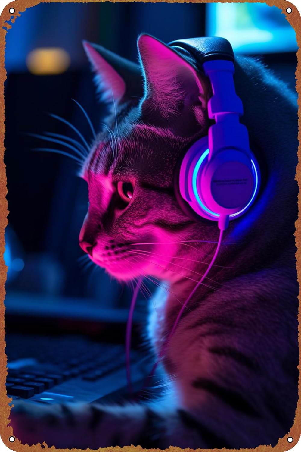Gaming Cat Game Poster Metal P - Retro Gaming Cafe review and price