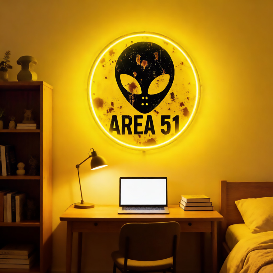 Vintage Area 51 Alien Neon Sig - Retro Gaming Cafe review and price