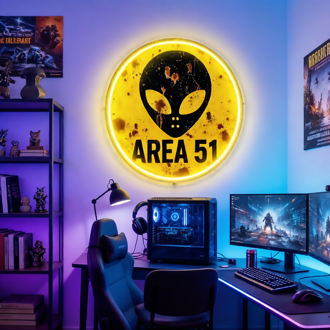 Vintage Area 51 Alien Neon Sig - Retro Gaming Cafe review and price