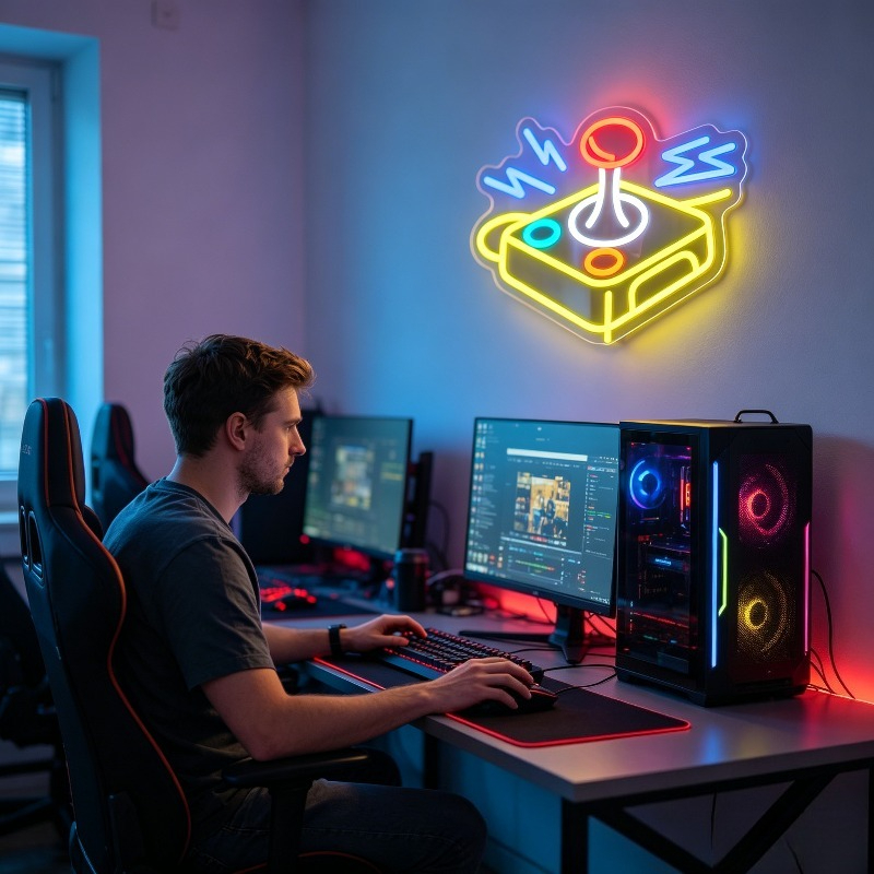 Arcade Joystick Neon Sign LED  - Retro Gaming Gameboy review and price