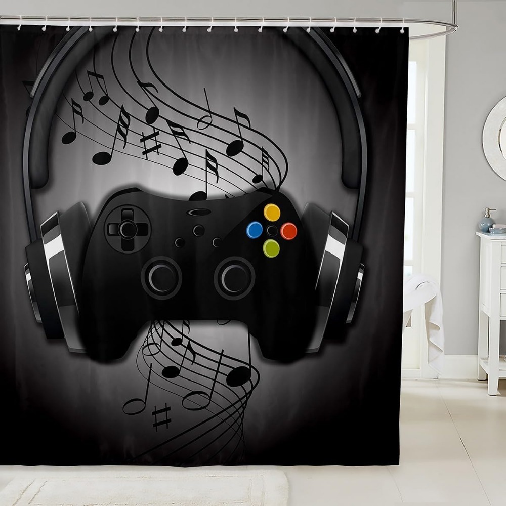Boys Games Shower Curtain Blac - Retro Gaming Gameboy review and price