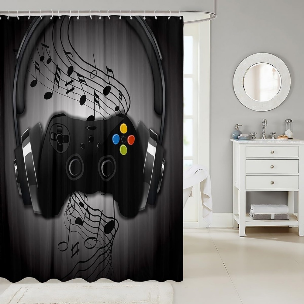 Boys Games Shower Curtain Blac - Retro Gaming Gameboy review and price