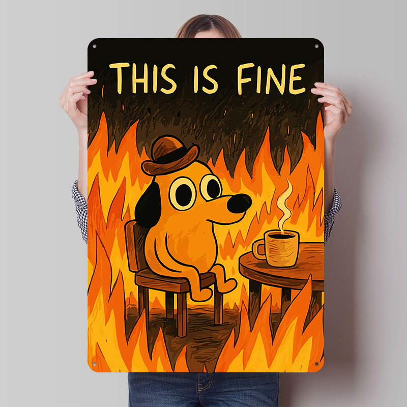 This Is Fine Dog Meme Metal Po - Retro Gaming Meme review and price