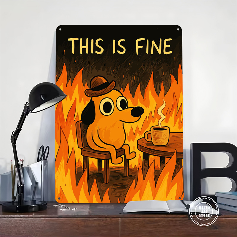 This Is Fine Dog Meme Metal Po - Retro Gaming Meme review and price