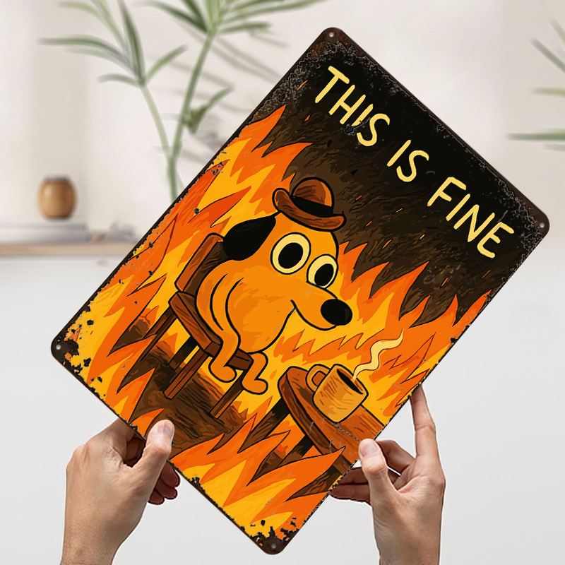 This Is Fine Dog Meme Metal Po - Retro Gaming Meme review and price