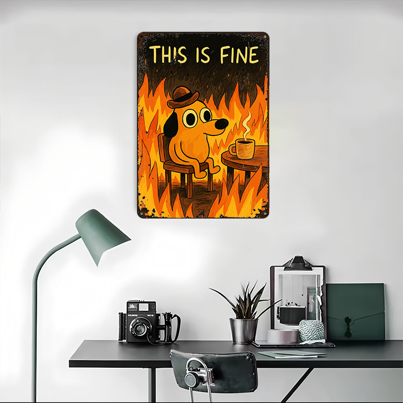 This Is Fine Dog Meme Metal Po - Retro Gaming Meme review and price