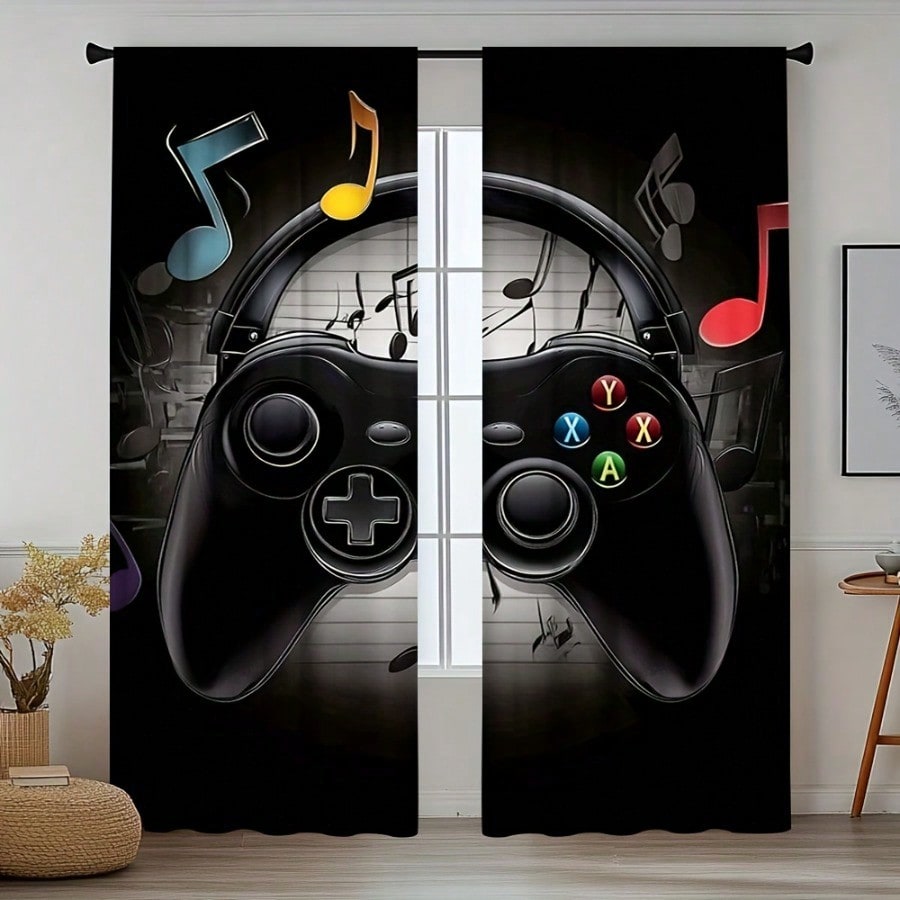 2pcs Retro Gaming Room Curtain - Retro Gaming Cafe review and price