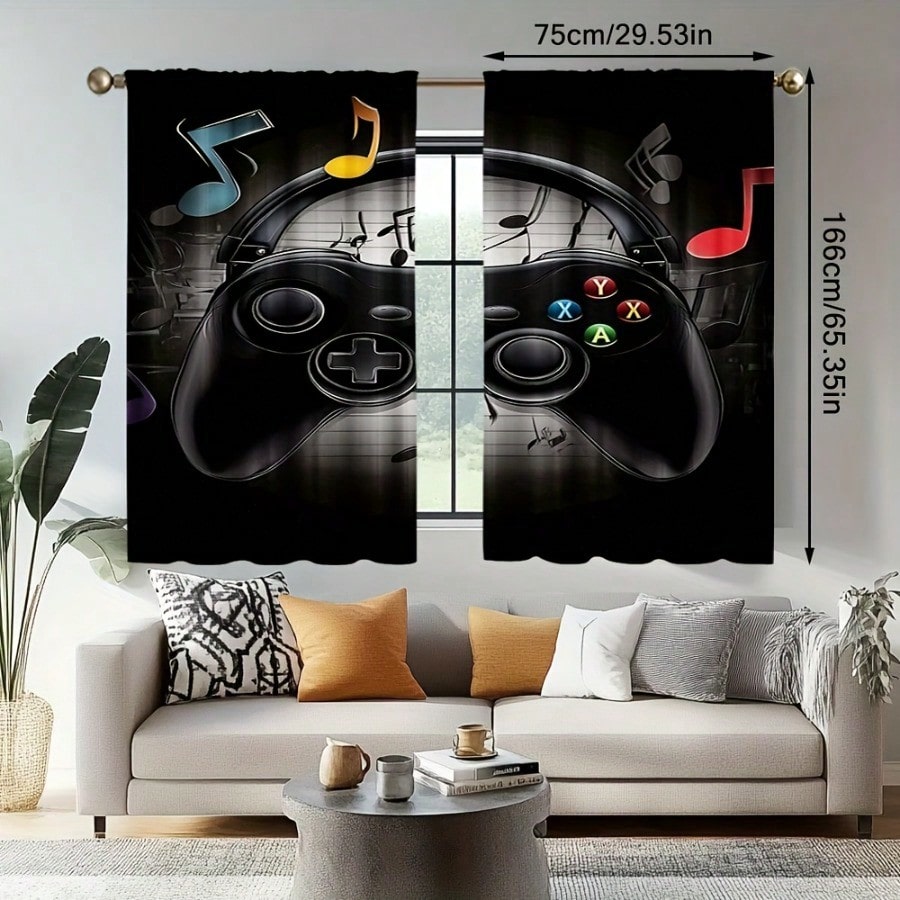 2pcs Retro Gaming Room Curtain - Retro Gaming Cafe review and price