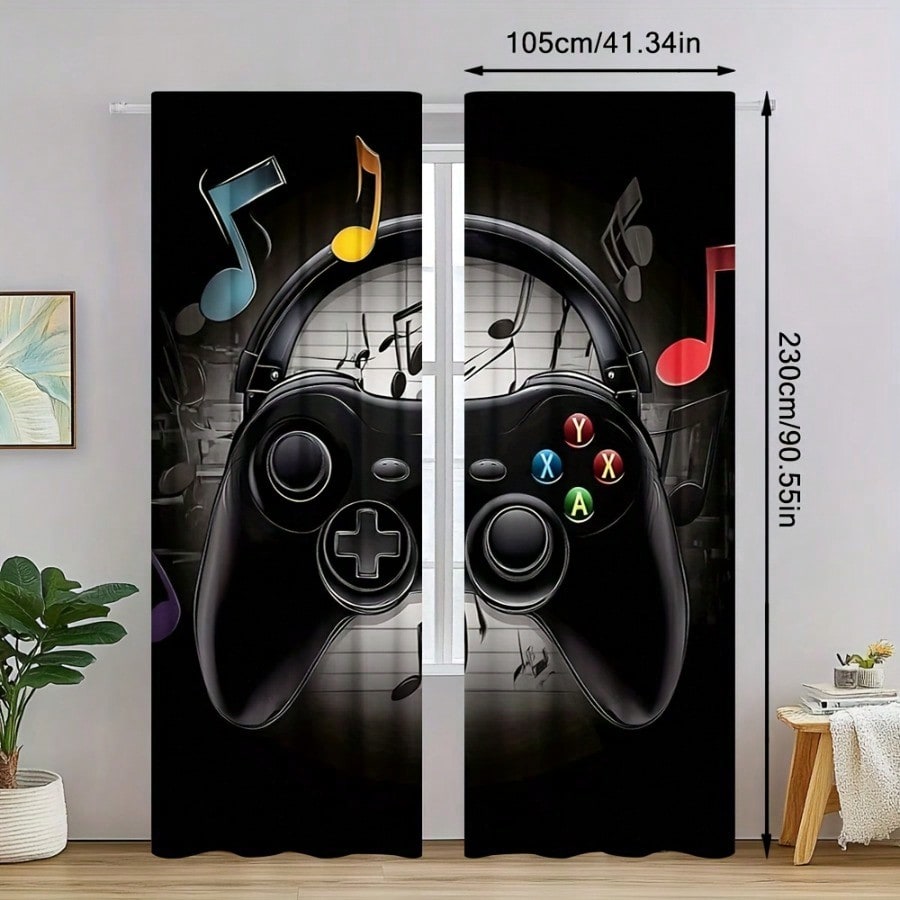 2pcs Retro Gaming Room Curtain - Retro Gaming Cafe review and price