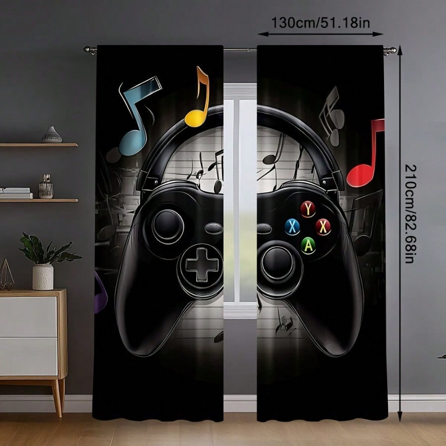 2pcs Retro Gaming Room Curtain - Retro Gaming Cafe review and price