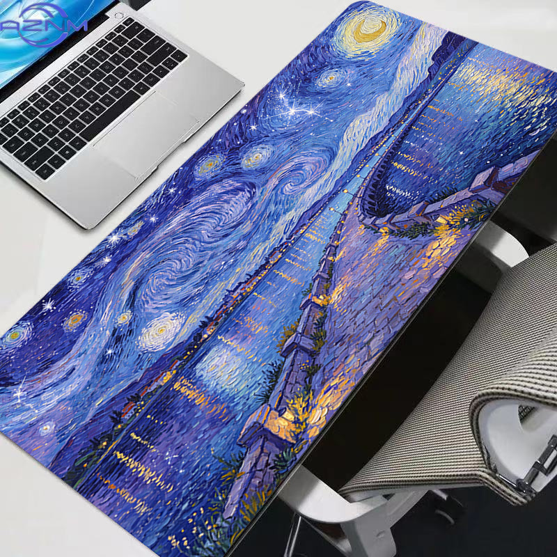 Retro Starry Night Art Mouse P - Retro Gaming Desk Setup review and price