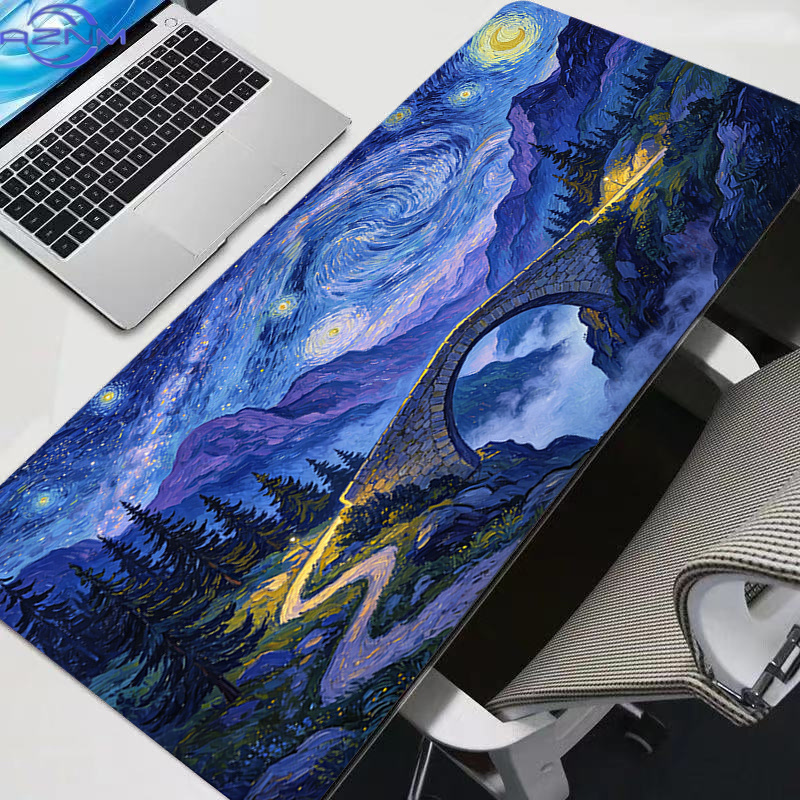 Retro Starry Night Art Mouse P - Retro Gaming Desk Setup review and price