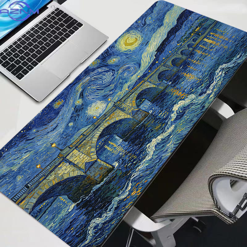 Retro Starry Night Art Mouse P - Retro Gaming Desk Setup review and price