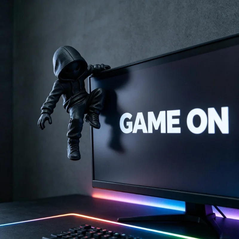 Hooded Climber Monitor Decor B - Retro Gaming Desk Setup review and price